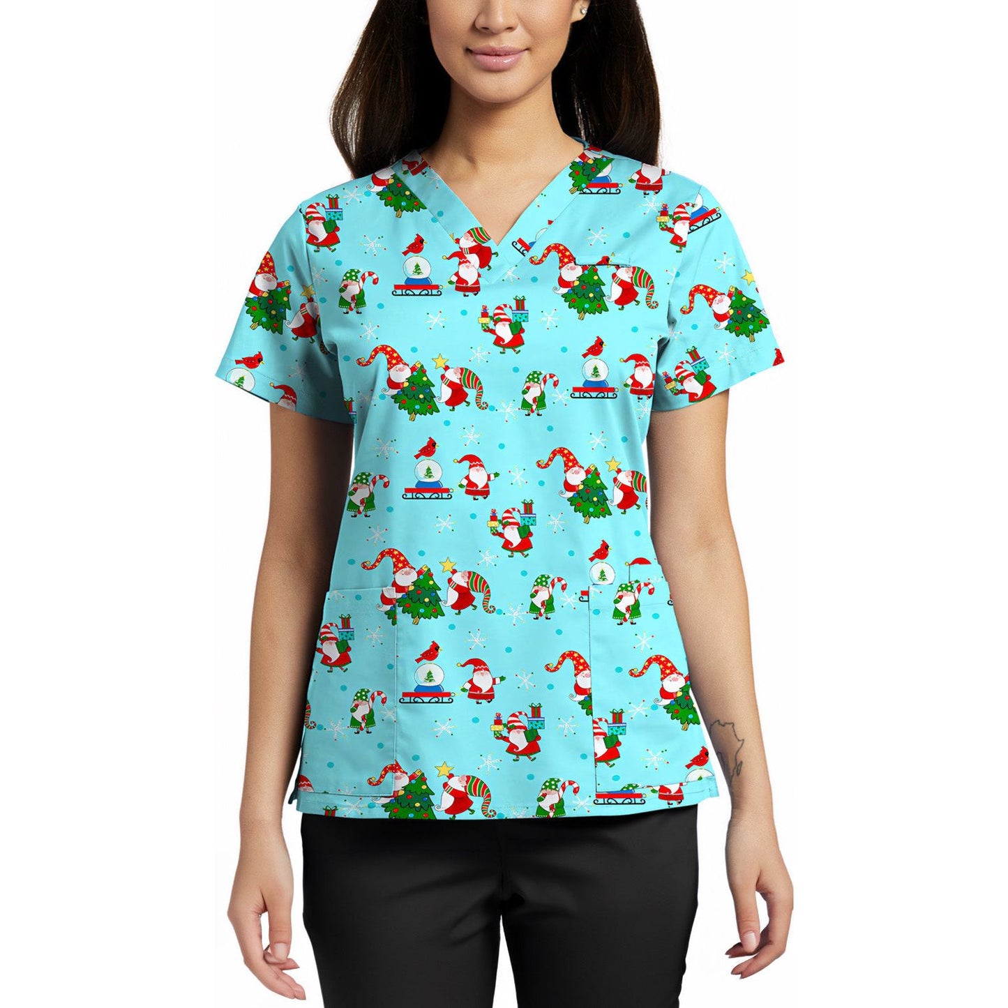 618 V-Neck Print WhiteCross Top SALE