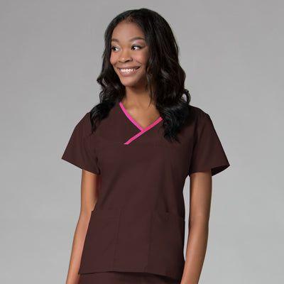 Women's Contrast Mock Wrap Top