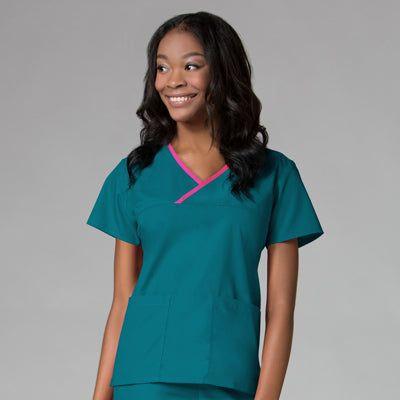 Women's Contrast Mock Wrap Top