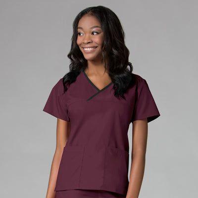 Women's Contrast Mock Wrap Top