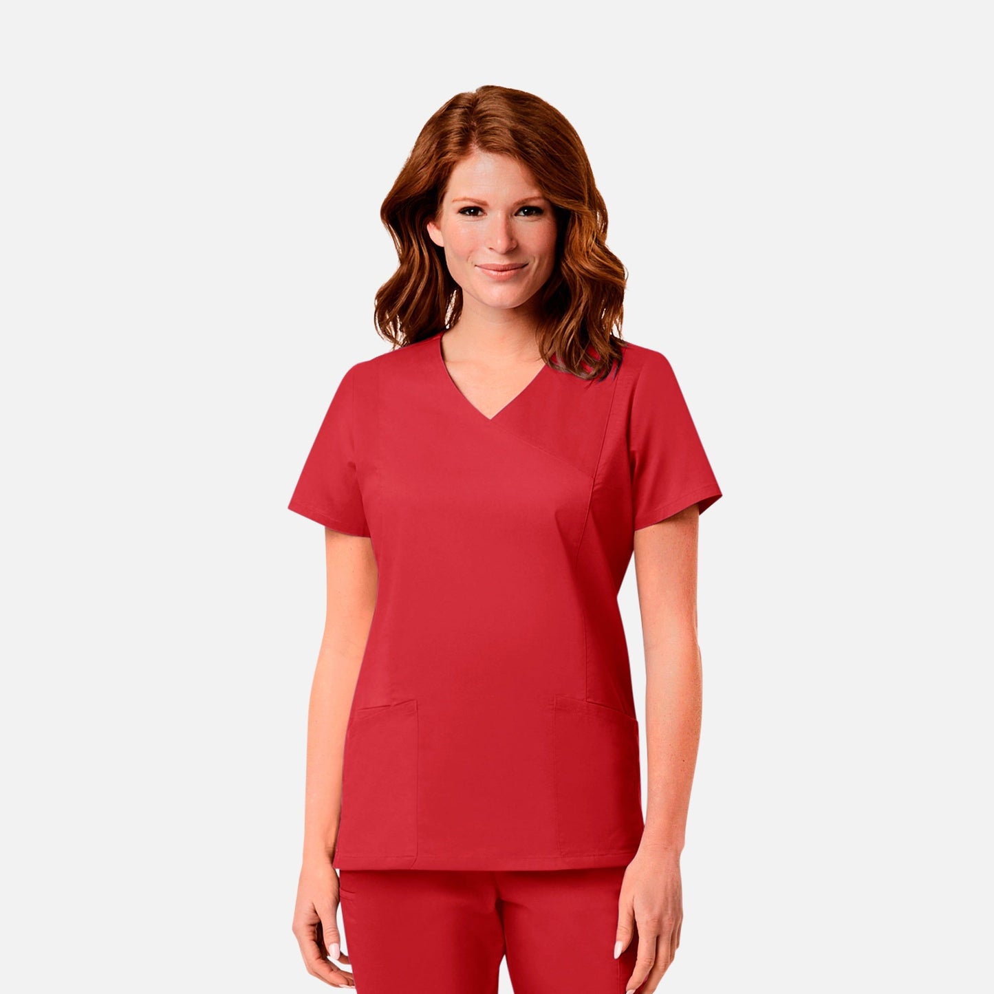 Ladies Mesh Pocket Mock Wrap Top