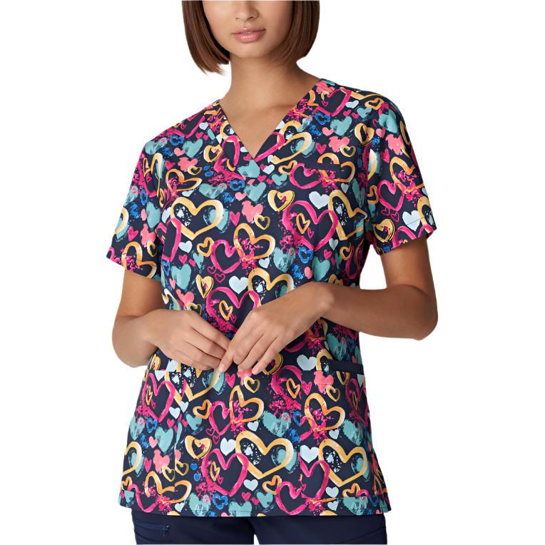 618 V-Neck Print WhiteCross Top SALE