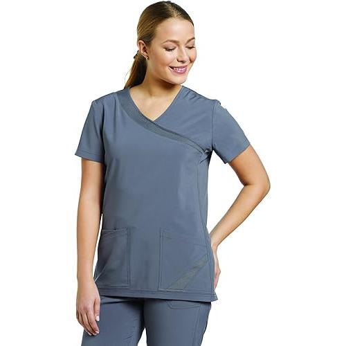 Scrub Mock Wrap Solid Top WhiteCross Fit