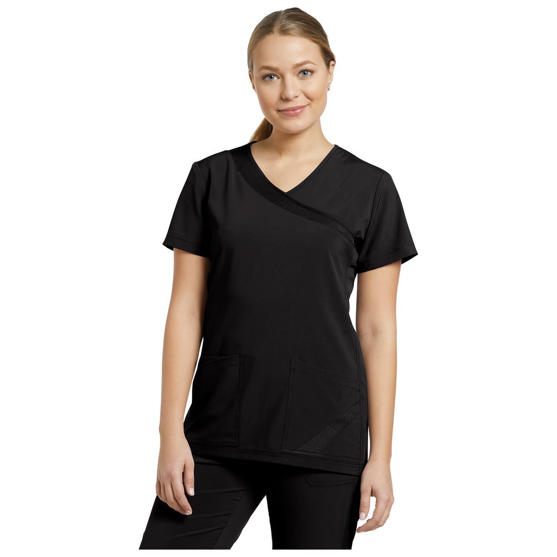 Scrub Mock Wrap Solid Top WhiteCross Fit