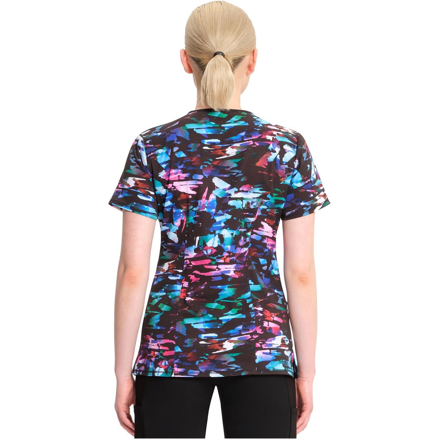 Round Print Neck Top