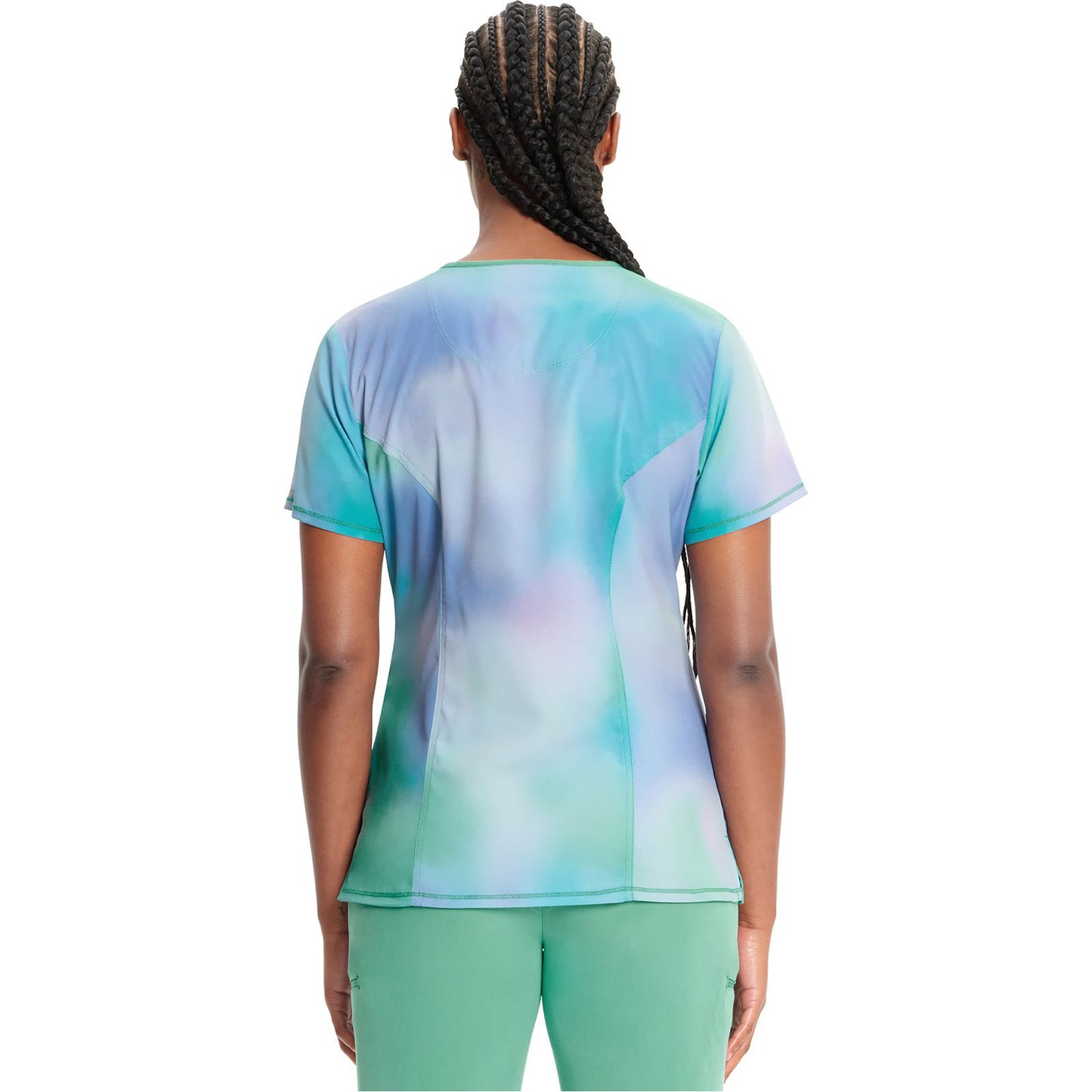 Round Print Neck Top