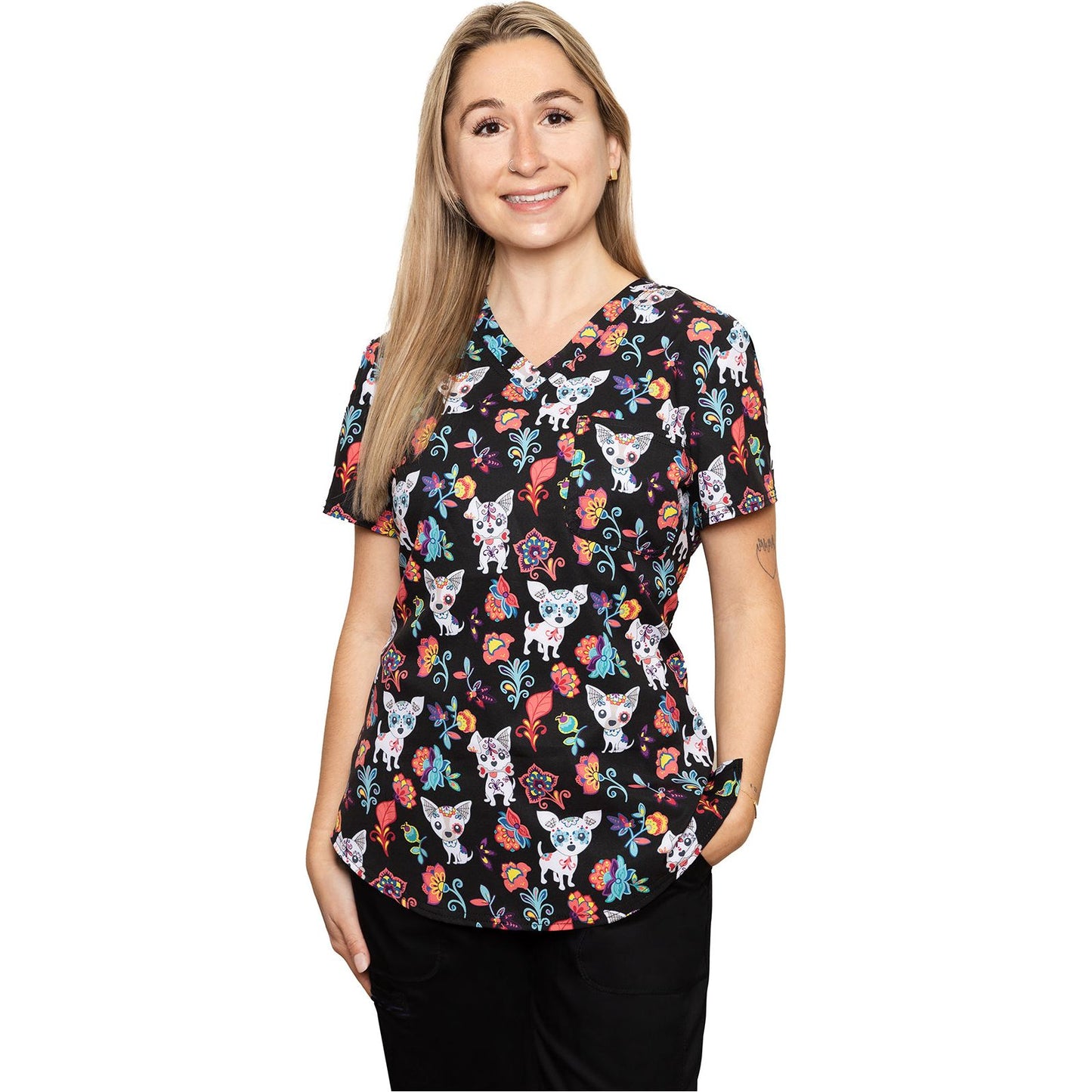 V-Neck Tuckable Print Top