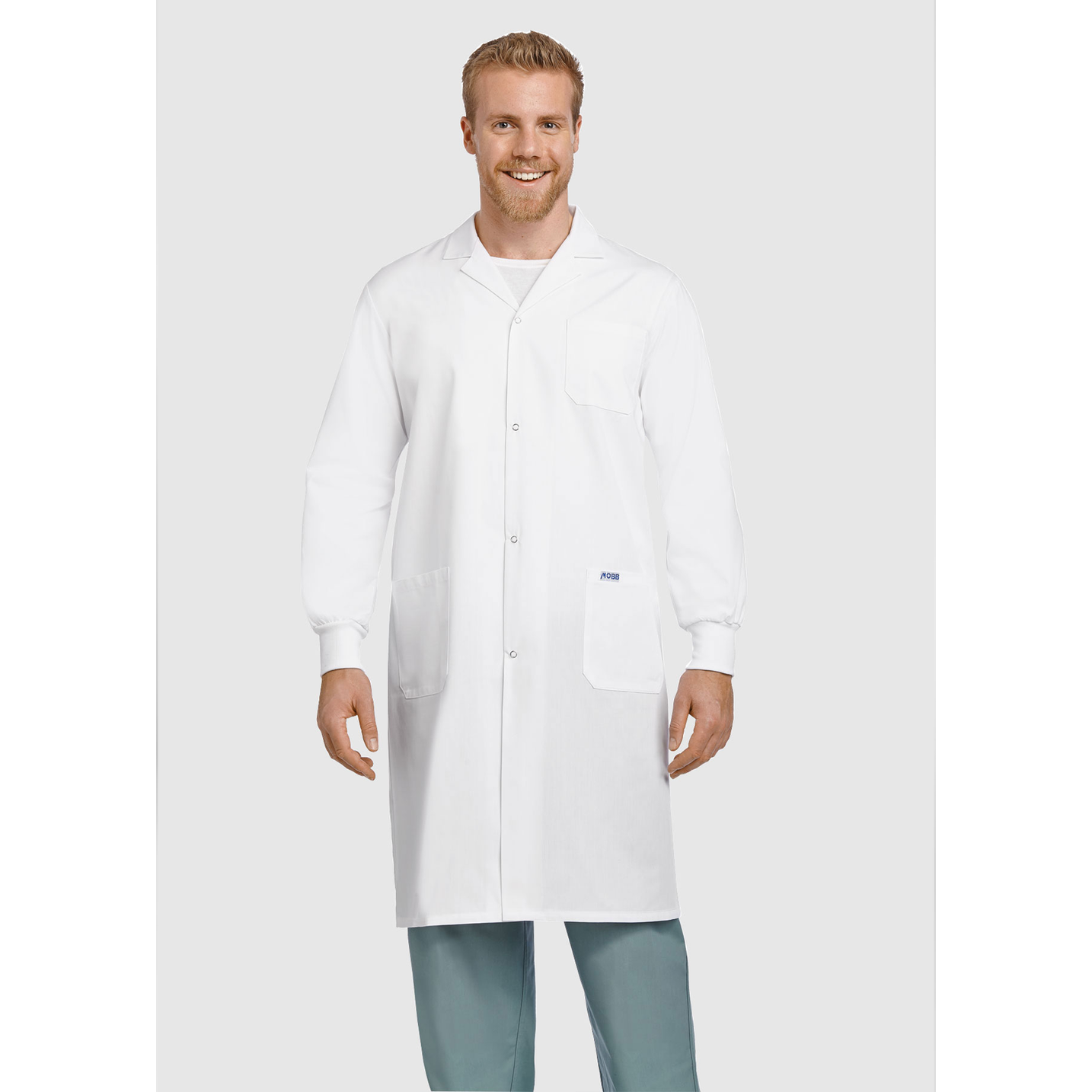 MOBB Full Length Unisex Snap Lab Coat with Knitted Cuffs