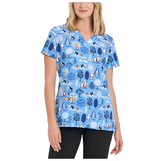 Scrub V-Neck Print WhiteCross Top SALE