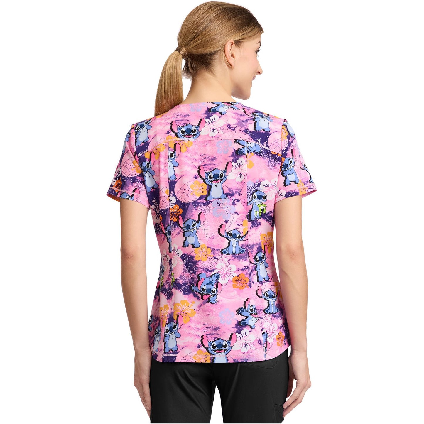 Rounded Print V-Neck Top