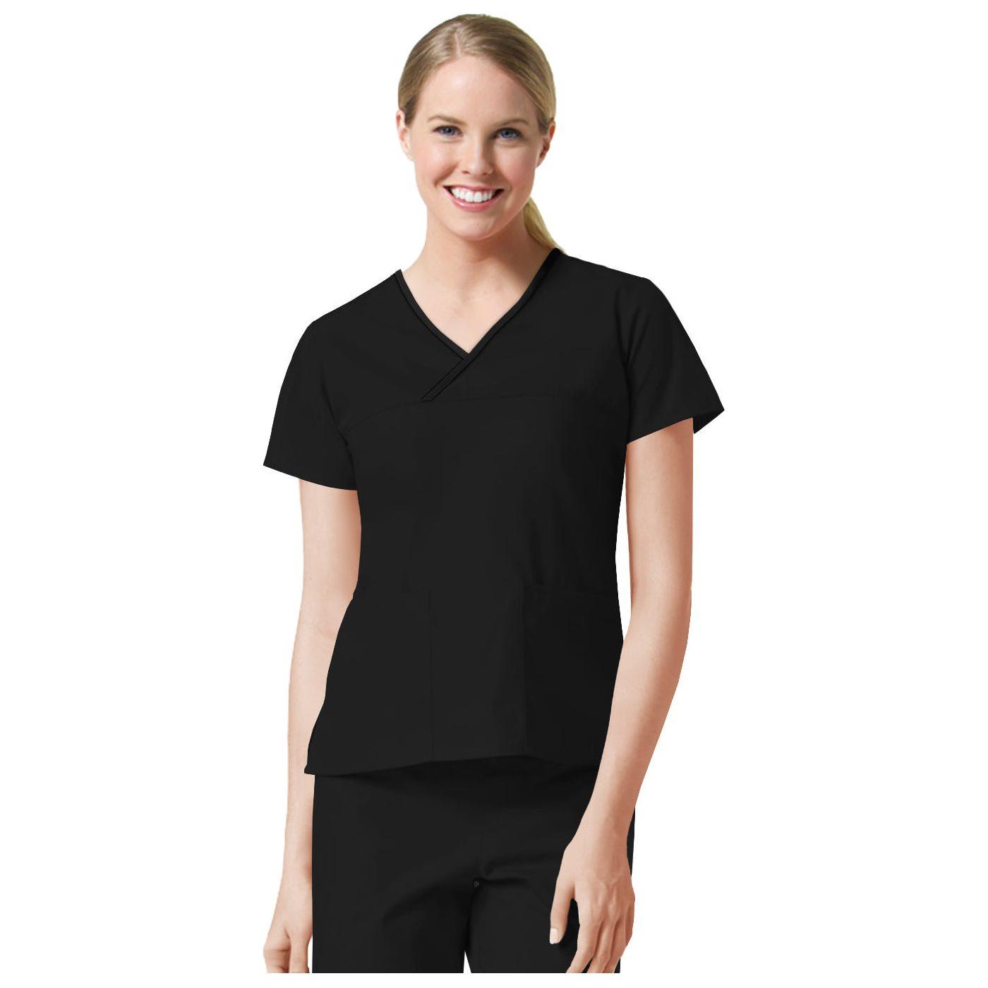 Women's Contrast Mock Wrap Top