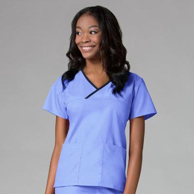 Women's Contrast Mock Wrap Top