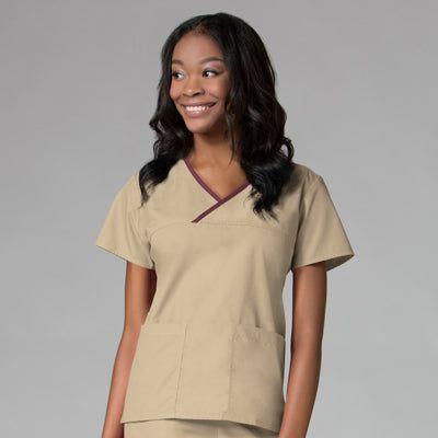 Women's Contrast Mock Wrap Top