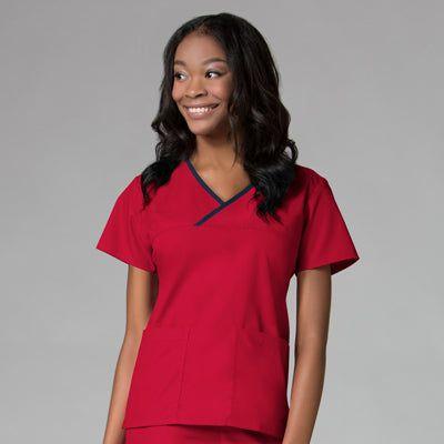 Women's Contrast Mock Wrap Top