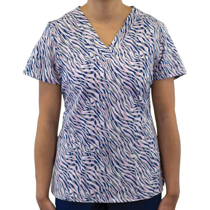 Printed Curved V-Neck Top