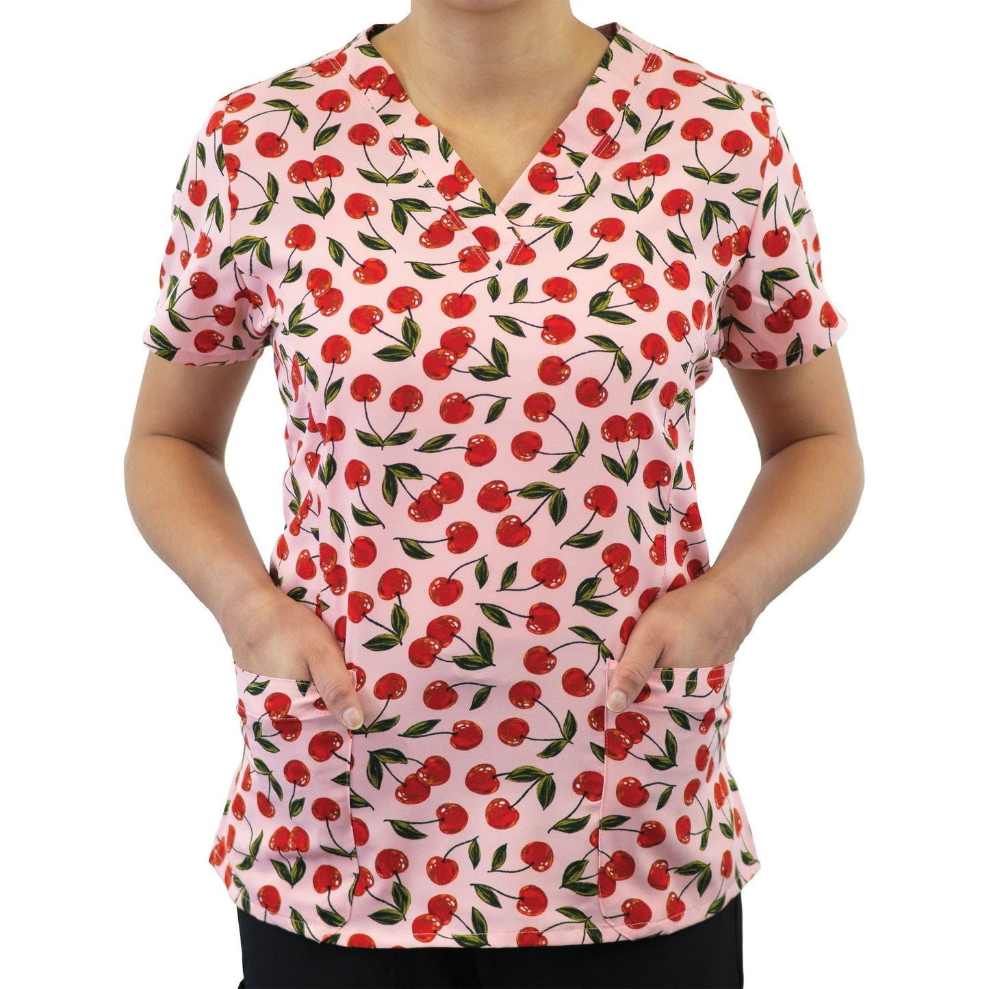 Printed Curved V-Neck Top