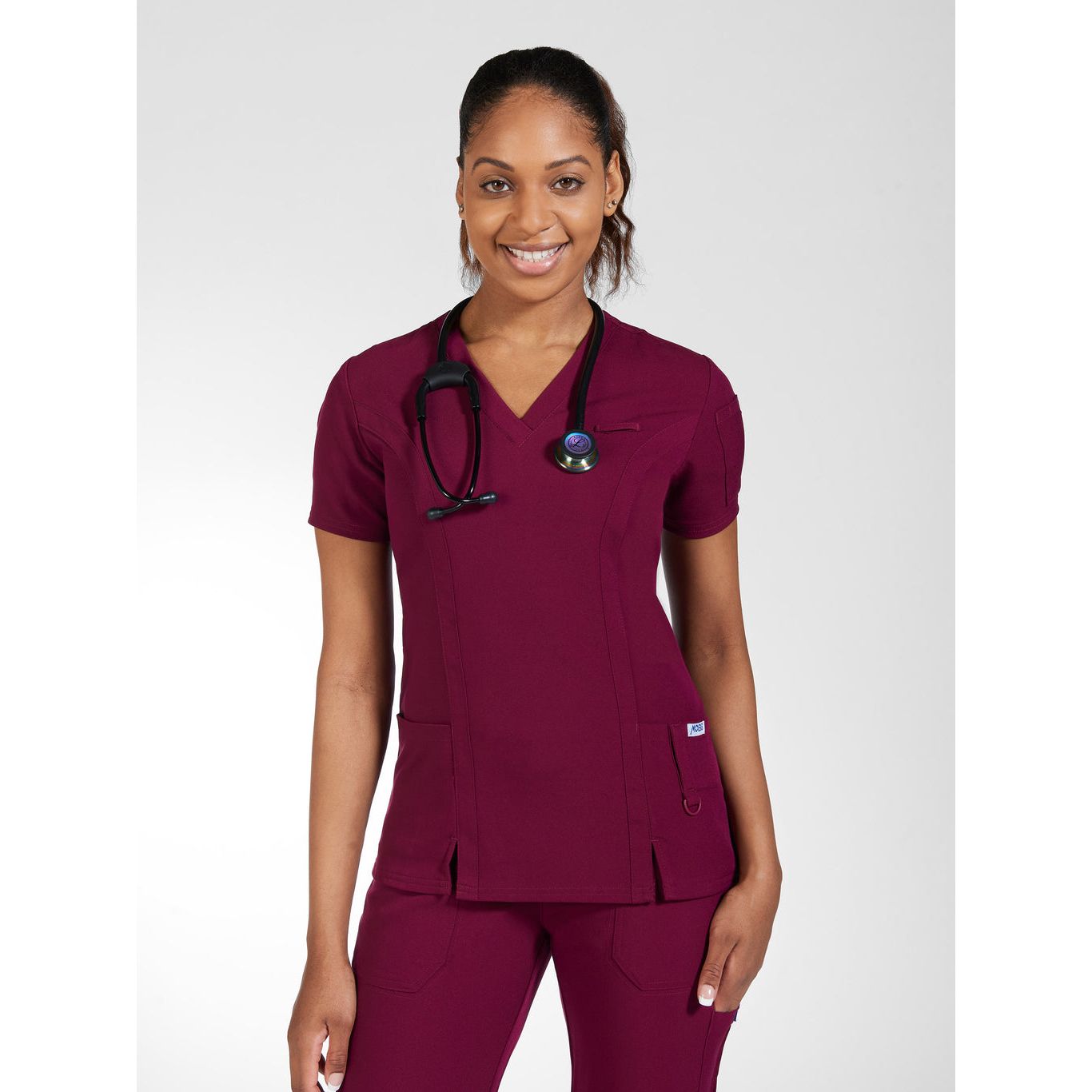 V-Neck Solid Color Scrub Top The Cathy