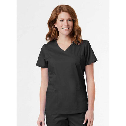 Ladies Mesh Pocket Mock Wrap Top