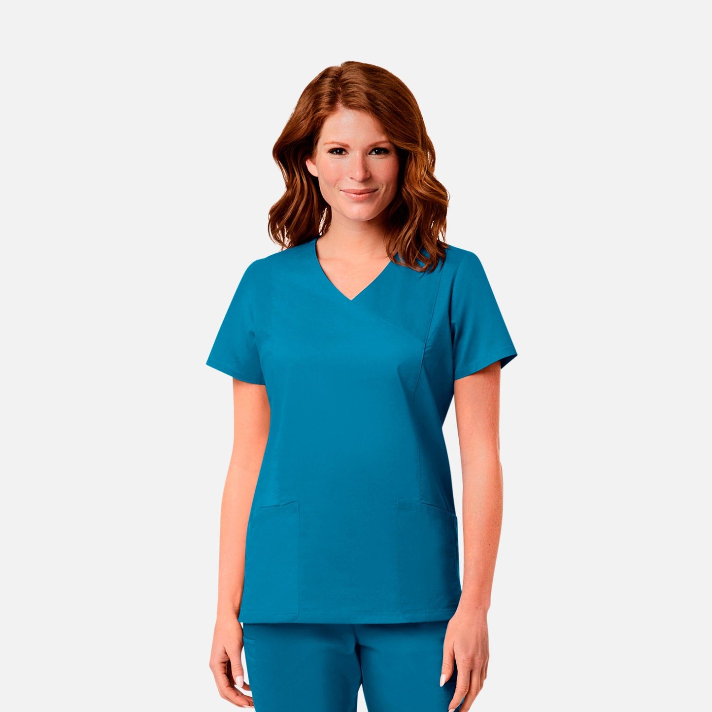 Ladies Mesh Pocket Mock Wrap Top