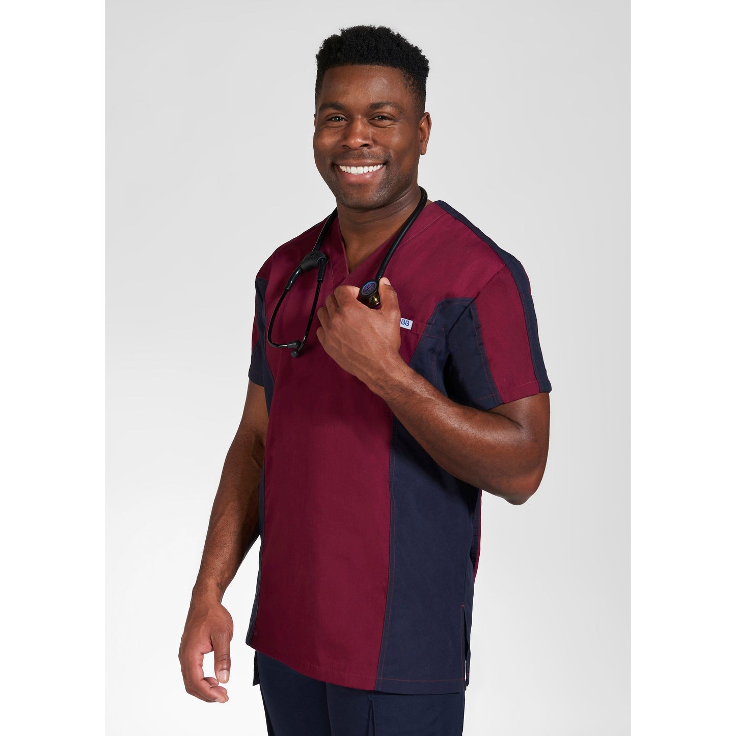 Men's Two Tone Scrub Set With 8 Pockets