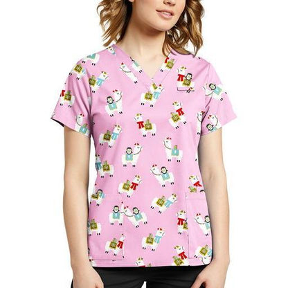 618 V-Neck Print WhiteCross Top SALE