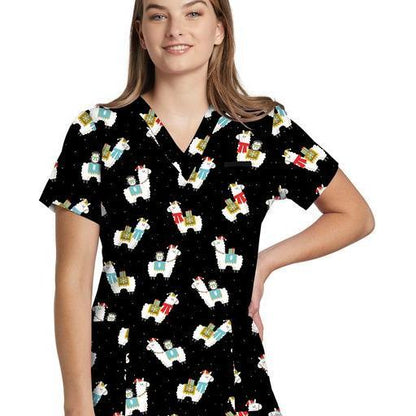 618 V-Neck Print WhiteCross Top SALE