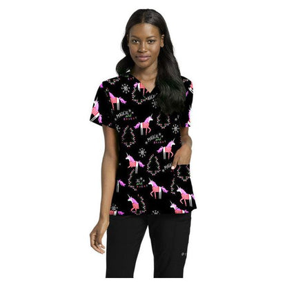 618 V-Neck Print WhiteCross Top SALE