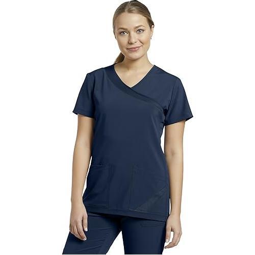 Scrub Mock Wrap Solid Top WhiteCross Fit