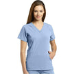Solid Scrub Top by MARVELLA Stretch Side V-Neck