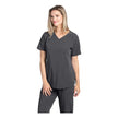 Solid Scrub Top by Marvella Pleated Shoulder