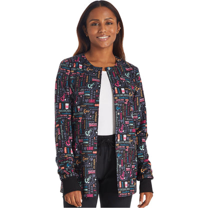 Snap Front Print Warm-up Jacket