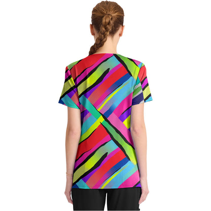 Round Print Neck Top