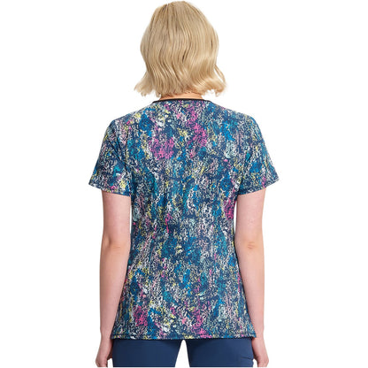 Round Print Neck Top