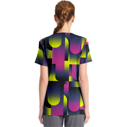 Round Print Neck Top