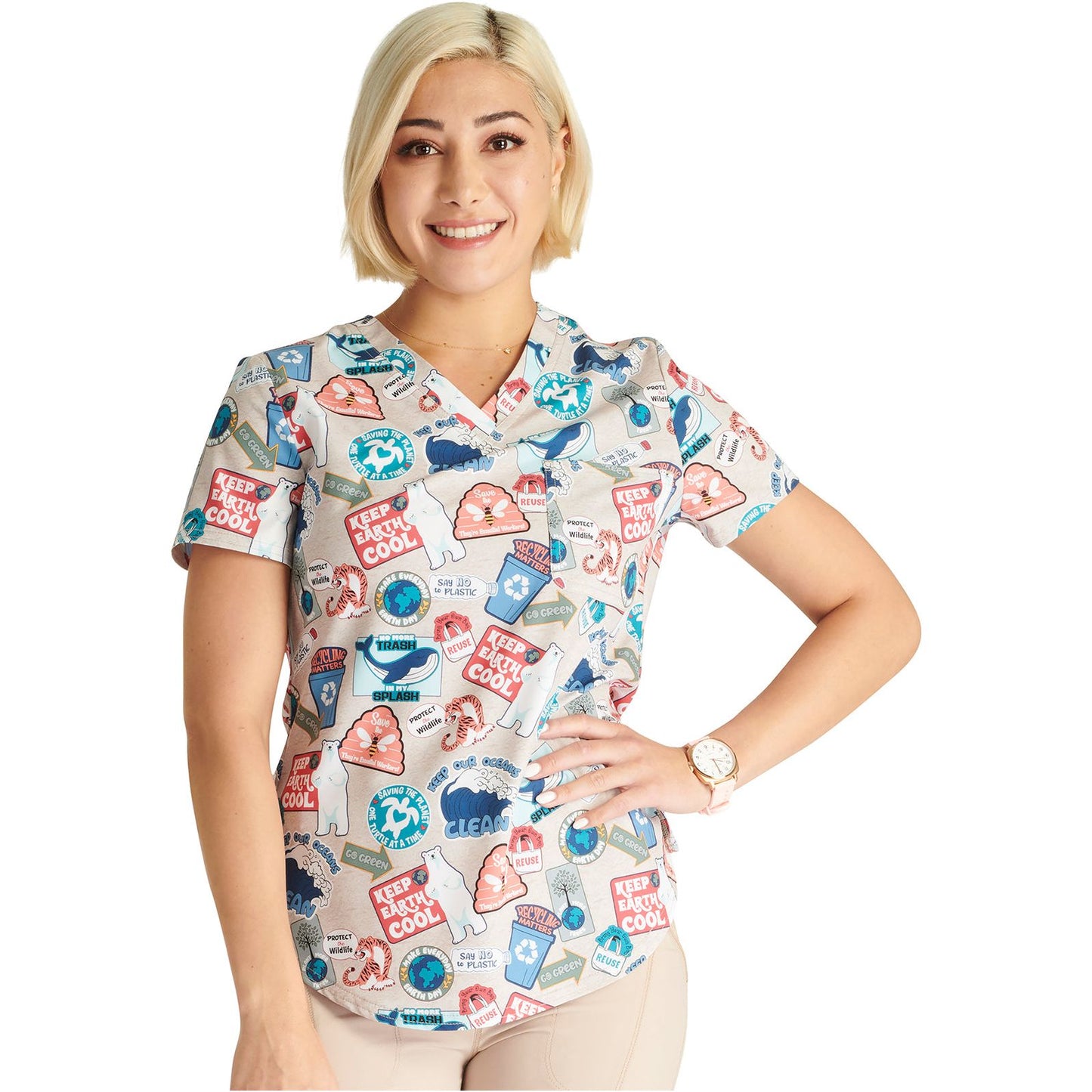 V-Neck Tuckable Print Top