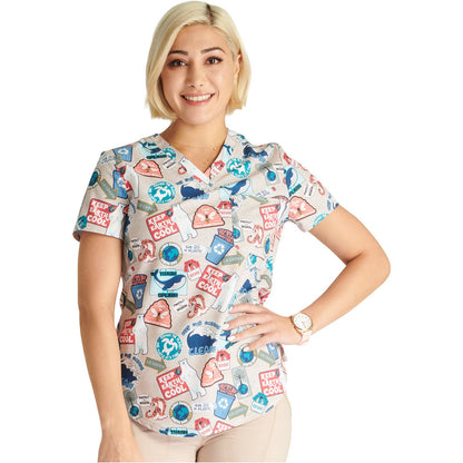 V-Neck Tuckable Print Top