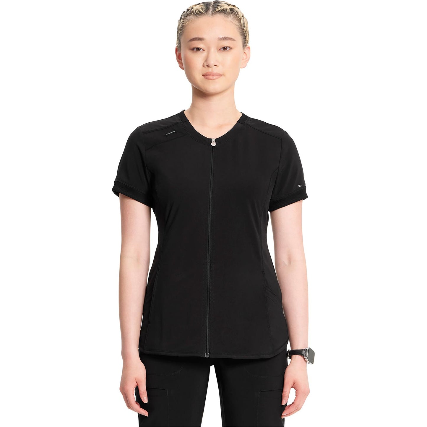 Zip Front V-Neck Top