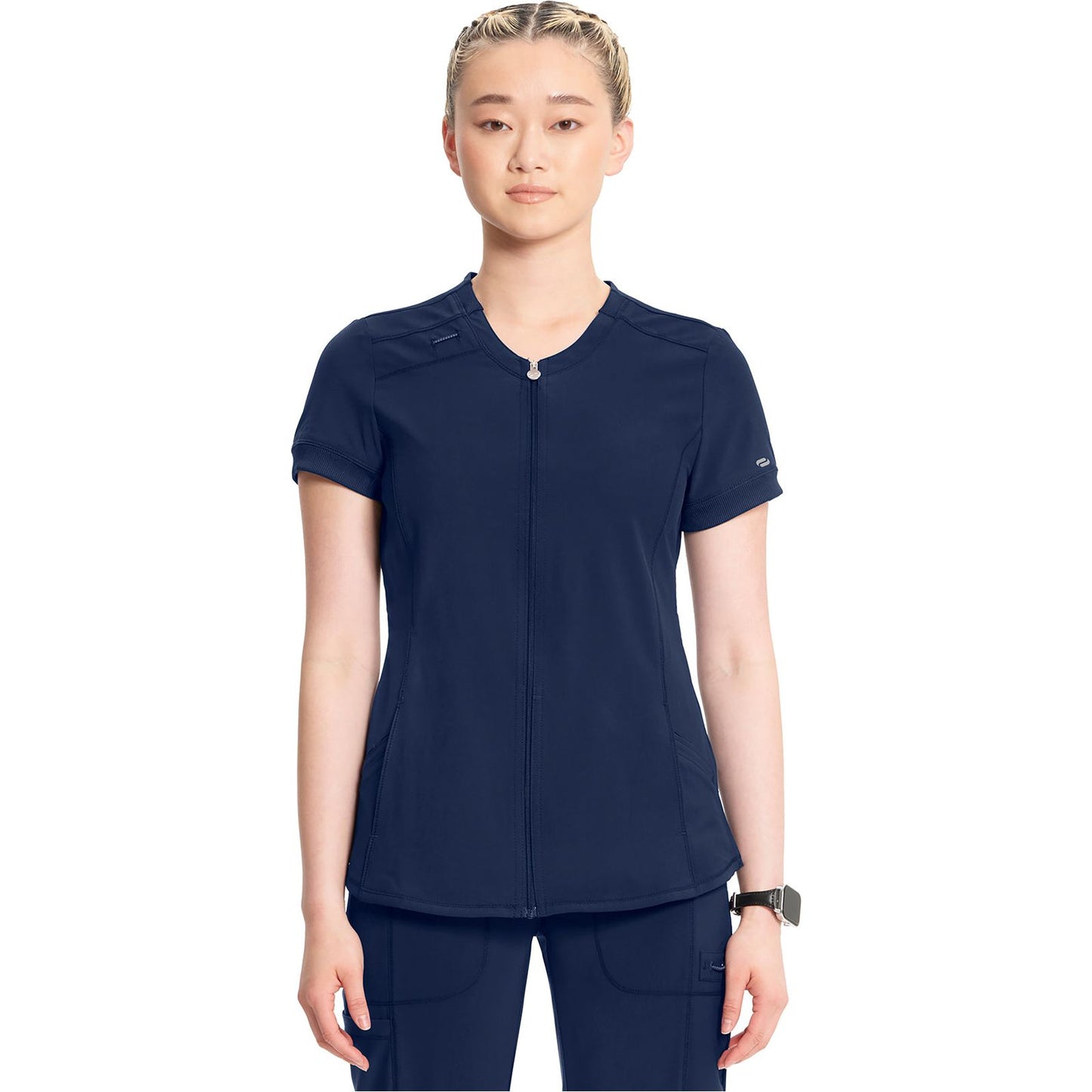 Zip Front V-Neck Top