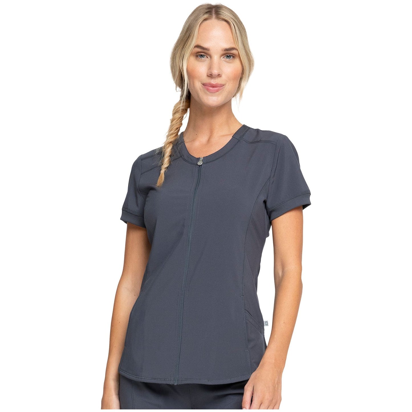 Zip Front V-Neck Top