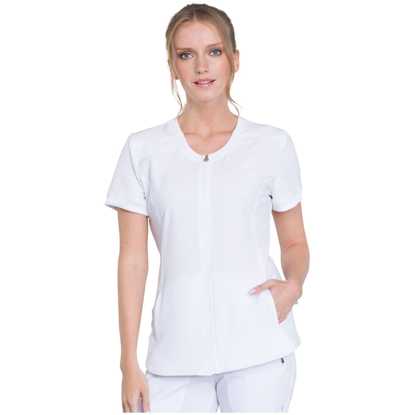 Zip Front V-Neck Top