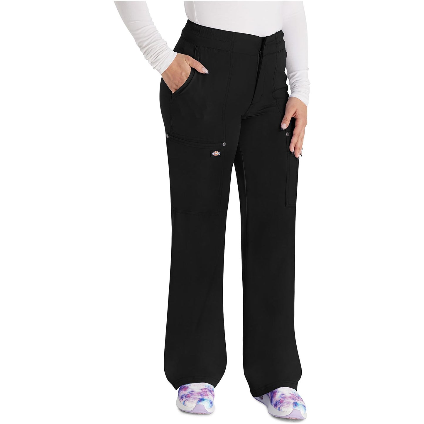 Mid Rise Zip Fly Wide Leg Cargo Pant