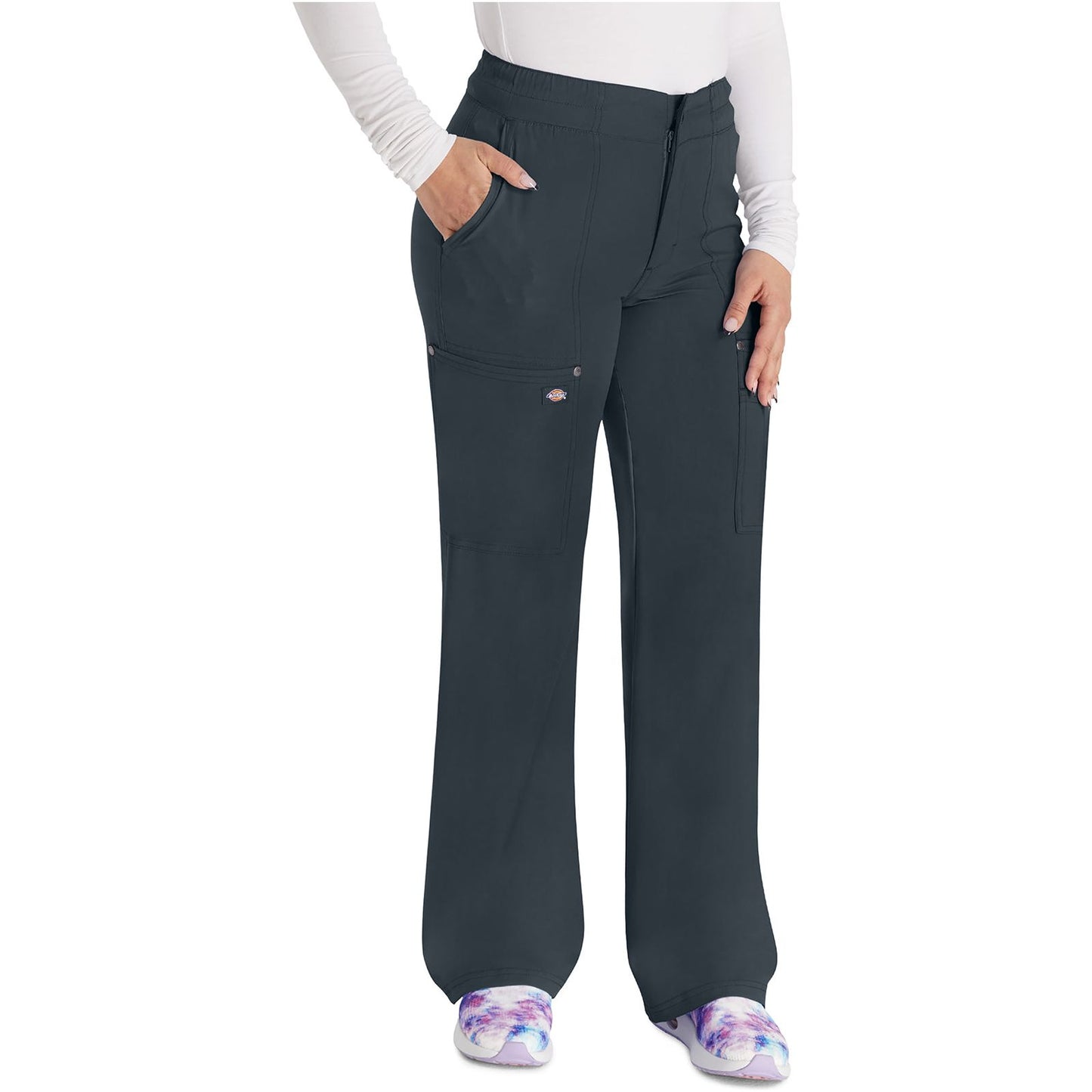 Mid Rise Zip Fly Wide Leg Cargo Pant