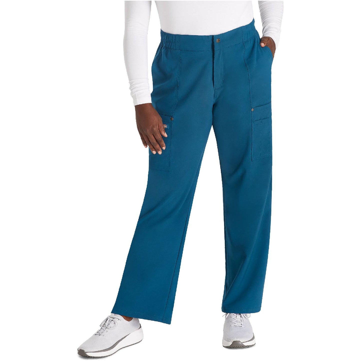 Mid Rise Zip Fly Wide Leg Cargo Pant