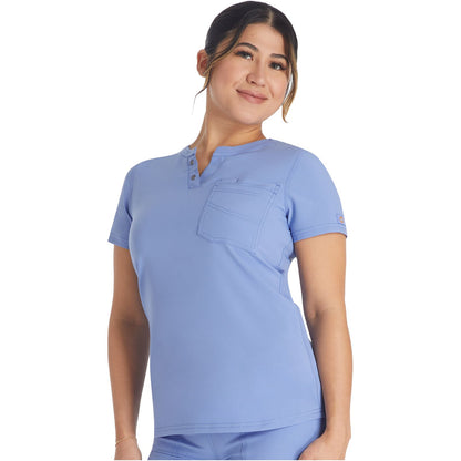 Round Neck Henley Top