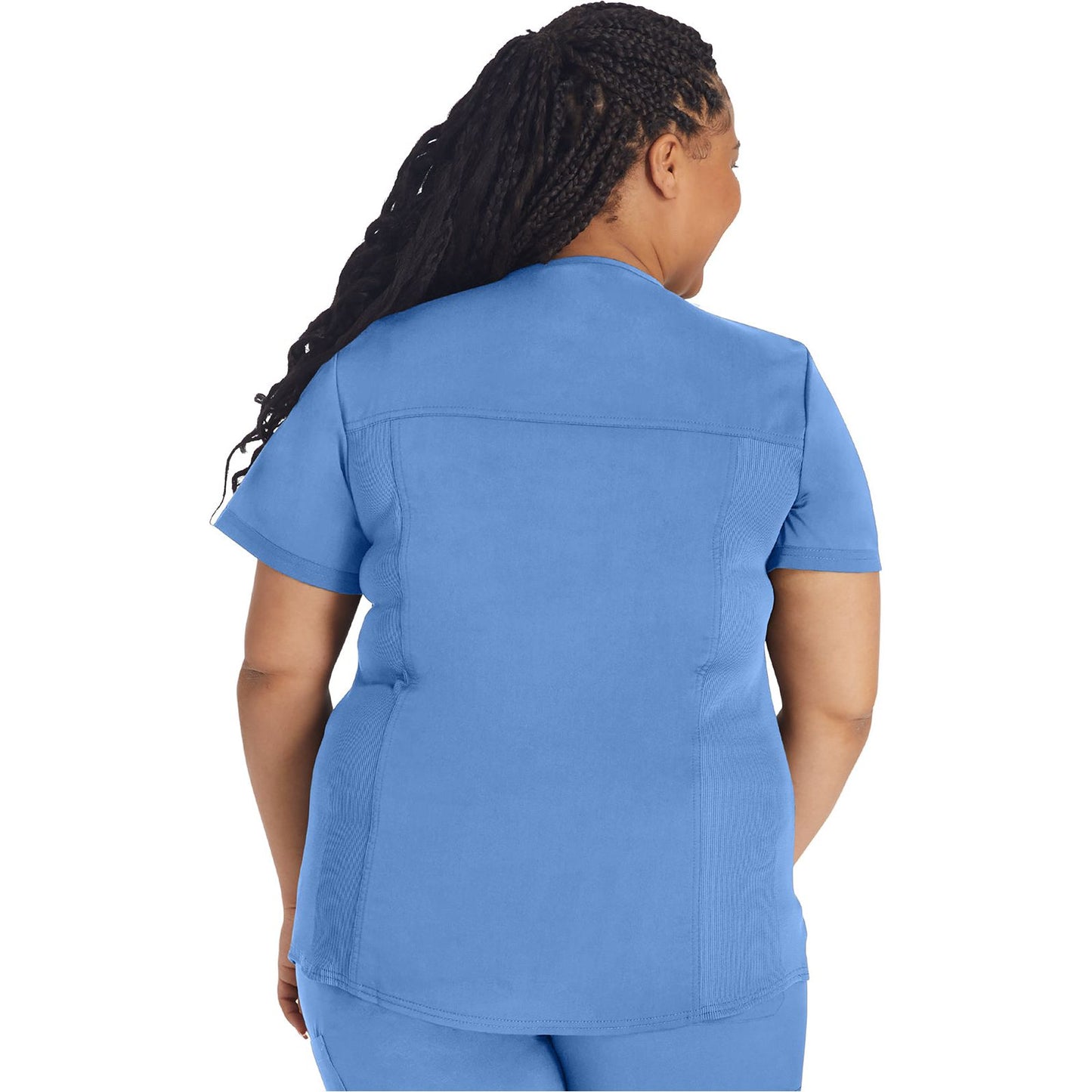 V-Neck Top With Rib Knit Panels