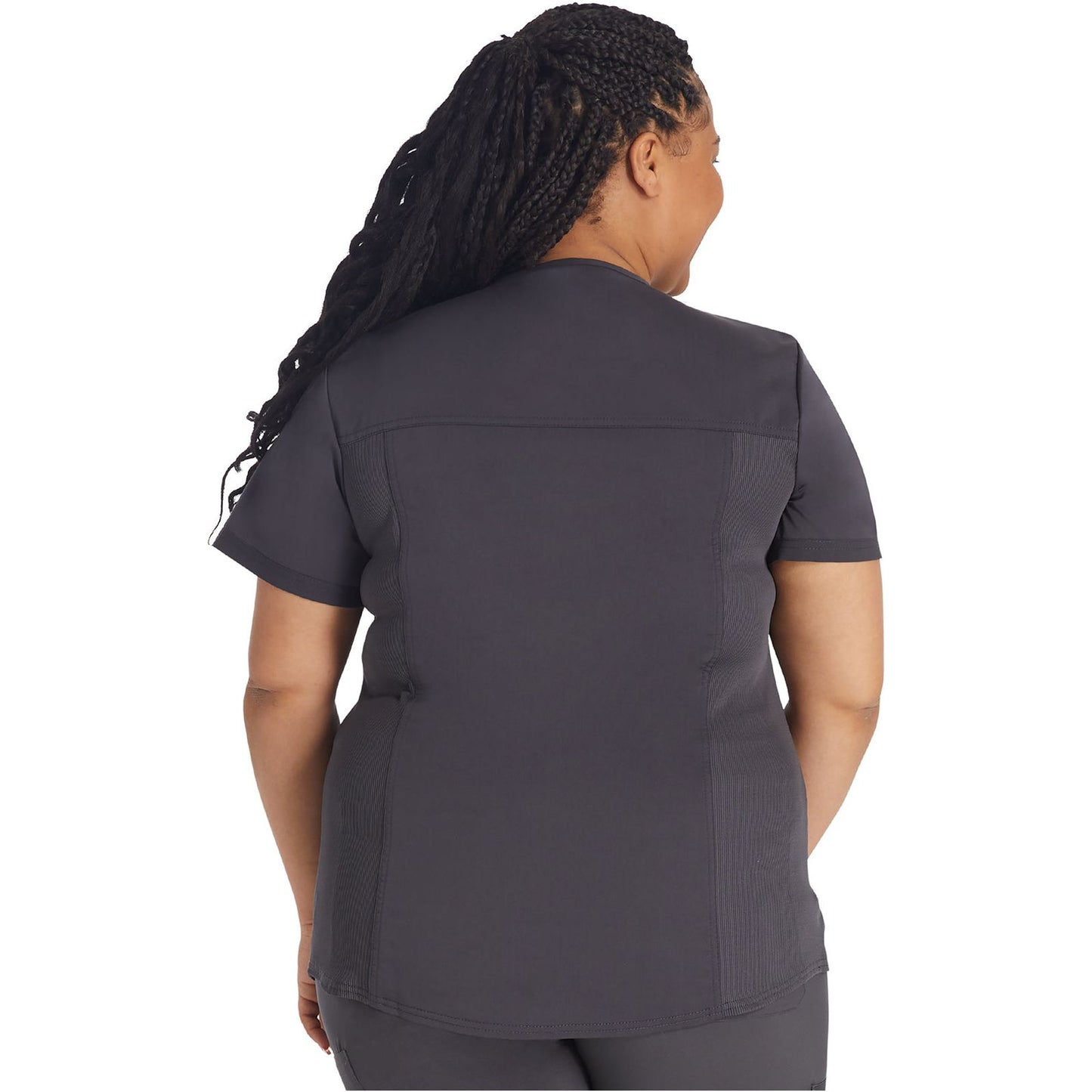 V-Neck Top With Rib Knit Panels