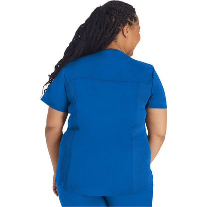 V-Neck Top With Rib Knit Panels