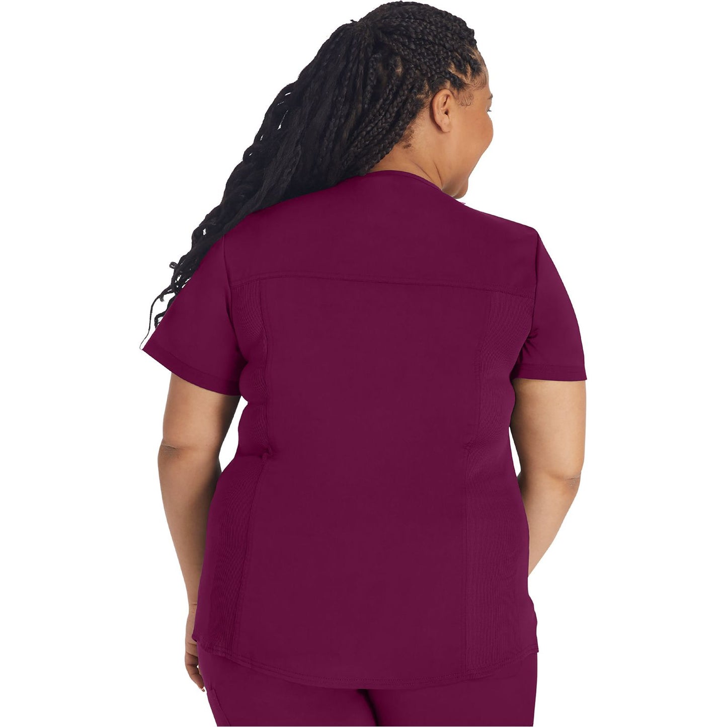 V-Neck Top With Rib Knit Panels