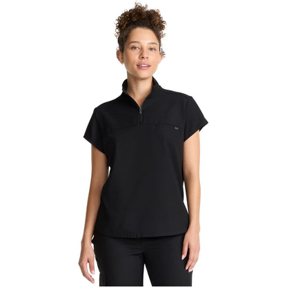 Women's Partial Zip Stand Collar Top