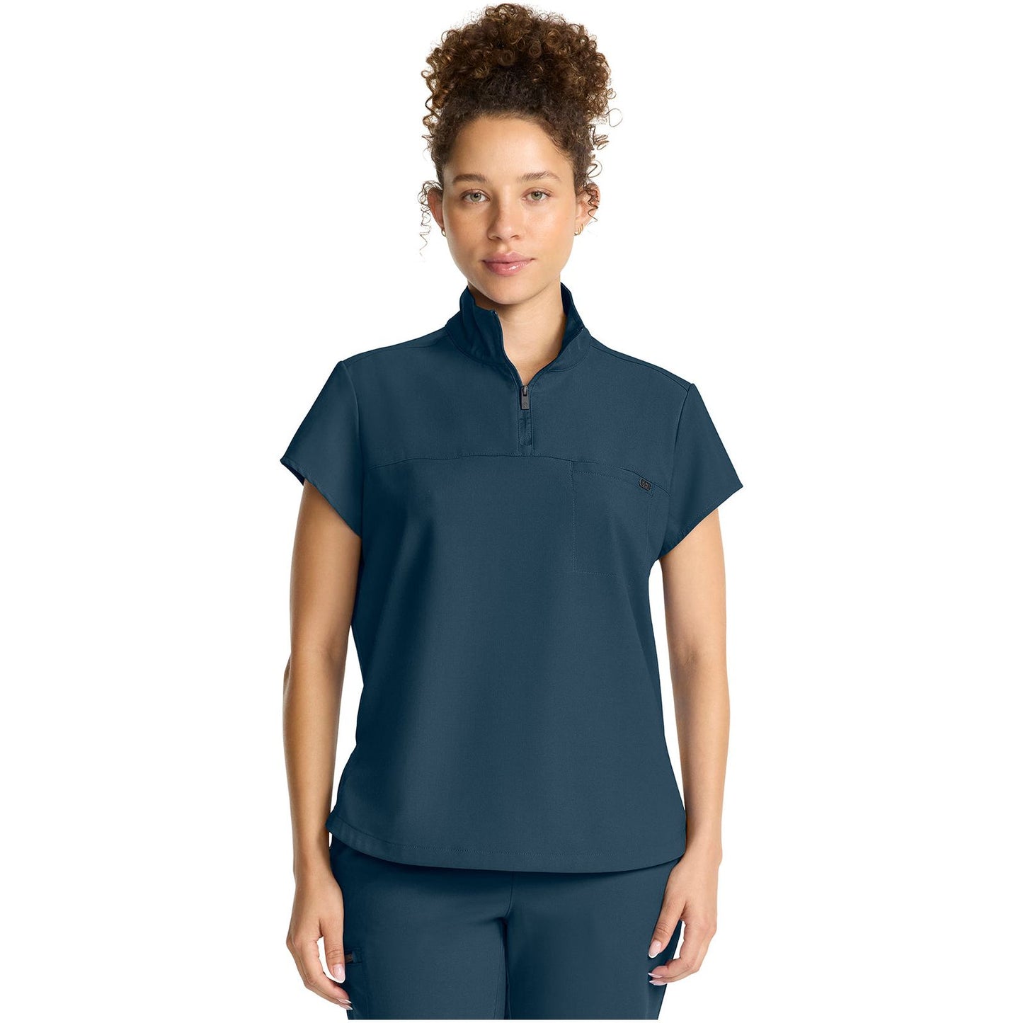 Women's Partial Zip Stand Collar Top